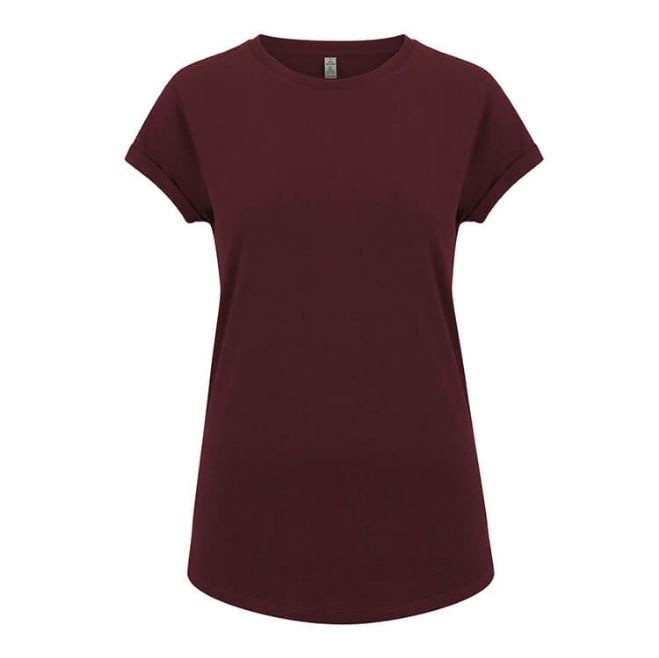 Logotrade advertising product picture of: Salvage women´s rolled sleeve t-shirt, burgundy