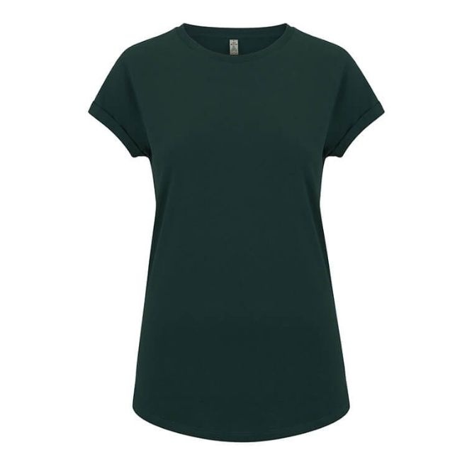 Logo trade promotional giveaway photo of: Salvage women´s rolled sleeve t-shirt, bottle green