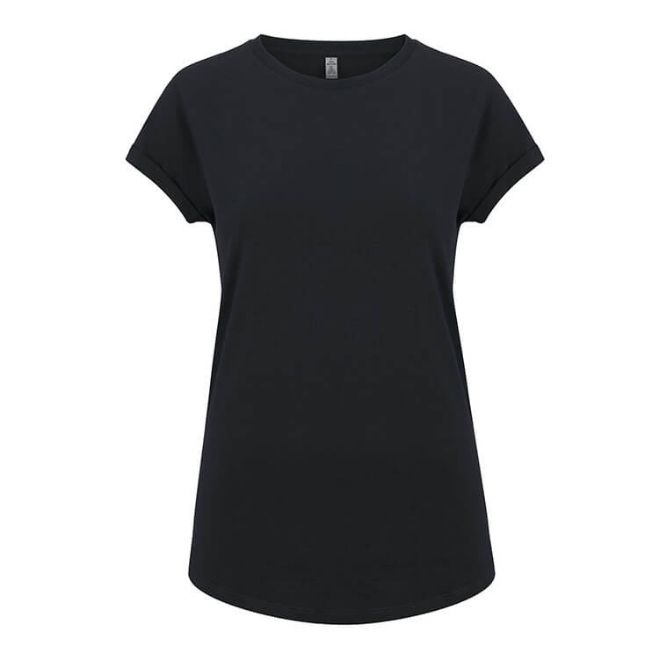 Logo trade business gift photo of: Salvage women´s rolled sleeve t-shirt, black