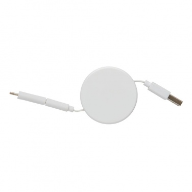 Logotrade promotional gift image of: Ontario 3-in-1 retractable cable, white