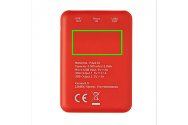 Logo trade promotional gifts image of: High Density 5.000 mAh Pocket Powerbank, red