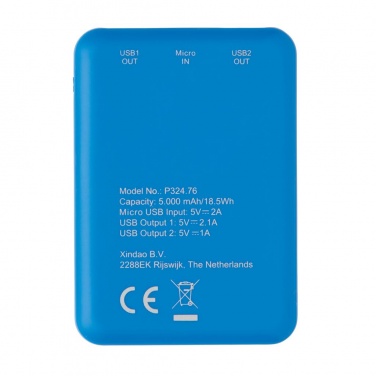 Logotrade advertising product picture of: High Density 5.000 mAh Pocket Powerbank, blue