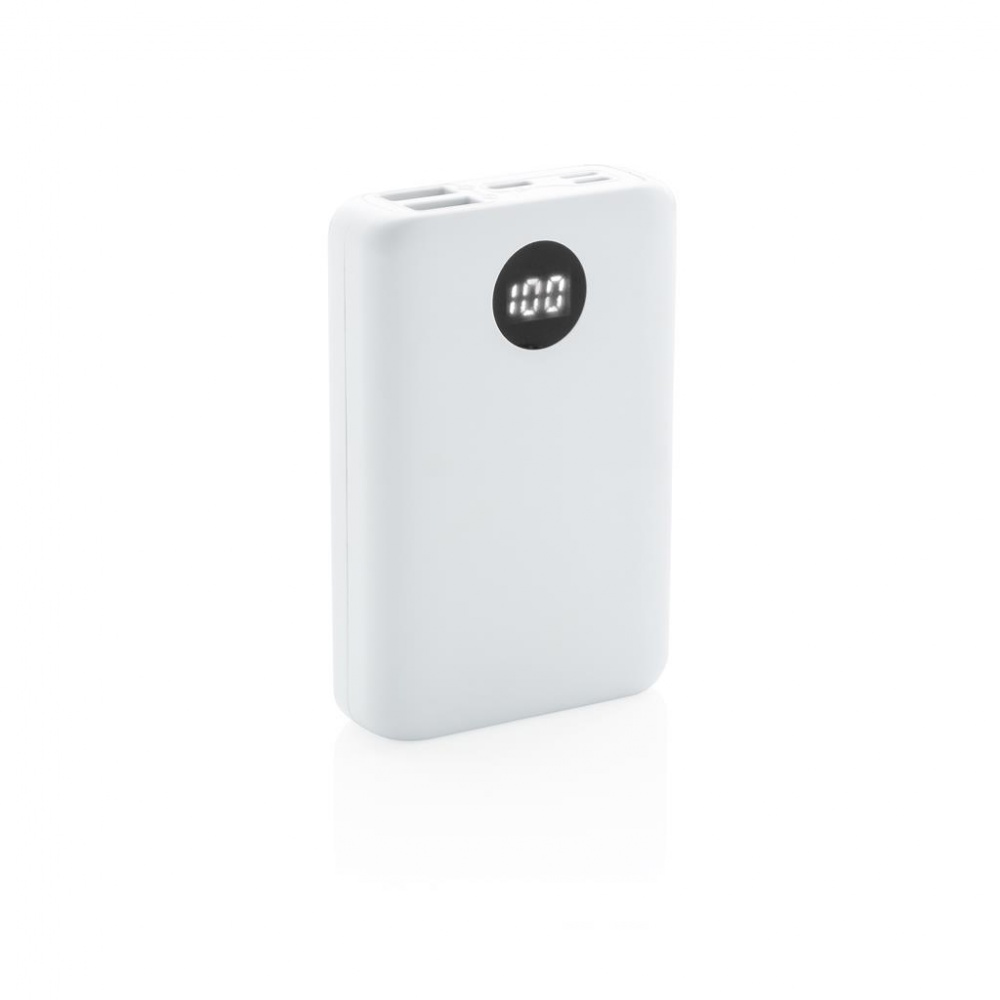 Logo trade promotional giveaway photo of: 10.000 mAh pocket powerbank with triple input, white