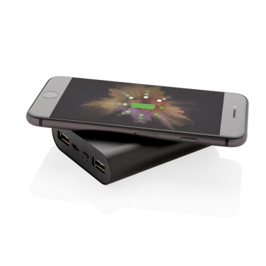 Logotrade promotional giveaway image of: Aluminium 5.000 mAh Wireless 5W Pocket Powerbank, black