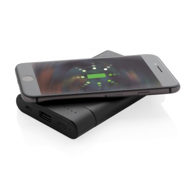 Logo trade promotional gifts picture of: Encore 8.000 mAh wireless charging powerbank, black
