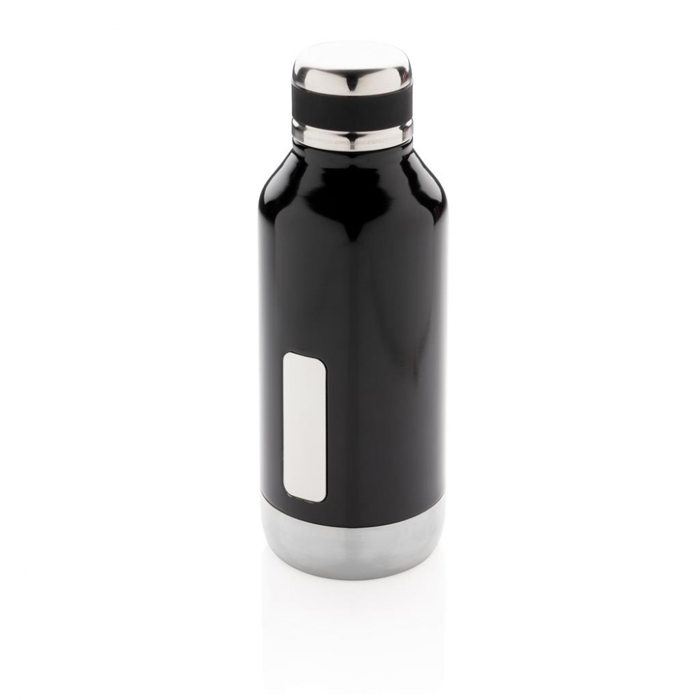 Logo trade advertising products picture of: Leak proof vacuum bottle with logo plate, black