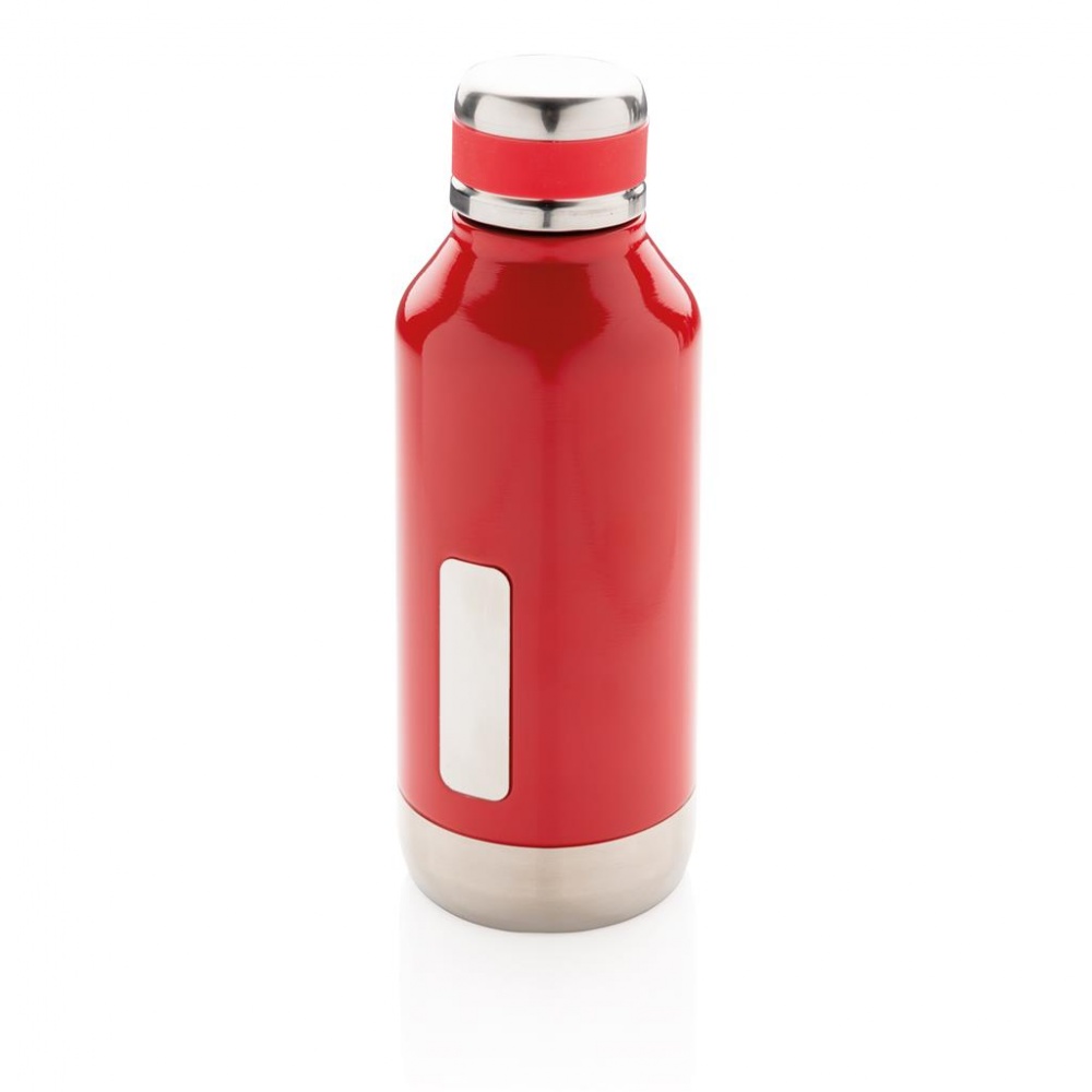 Logo trade promotional merchandise photo of: Leak proof vacuum bottle with logo plate, red