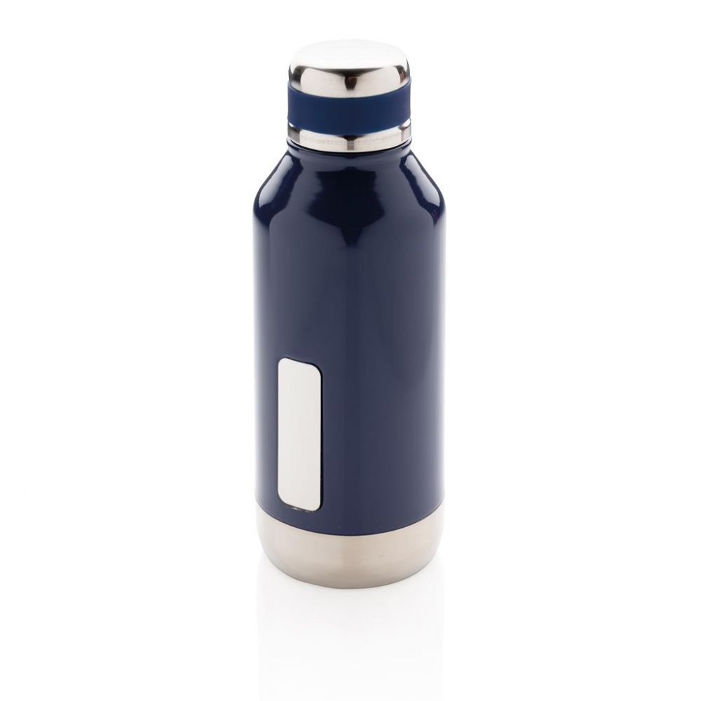 Logo trade promotional gift photo of: Leak proof vacuum bottle with logo plate, blue