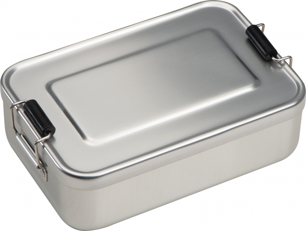 Logo trade business gifts image of: Lunch box aluminum, grey