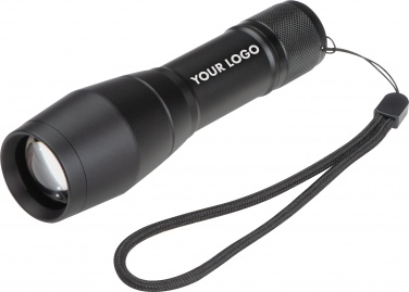 Logo trade promotional product photo of: LED flashlight with 3 different light functions, Black/White