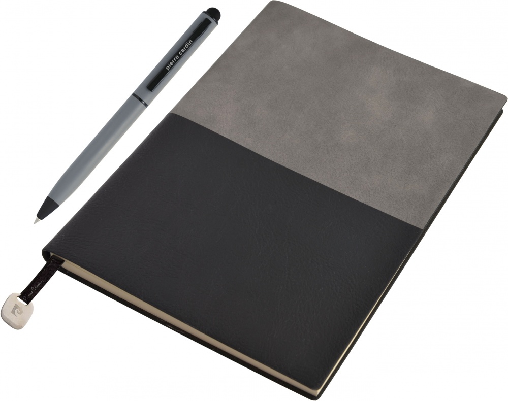 Logo trade advertising products picture of: Notepad A5 & ballpoint pen REPORTER Pierre Cardin, Grey