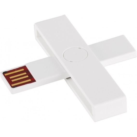 Logo trade promotional merchandise image of: +ID smart card reader, USB, white