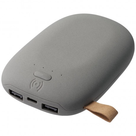 Logotrade promotional item image of: Stone Shaped Wireless Power Bank 9000 mAh, grey
