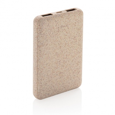 Logotrade corporate gift picture of: Wheat Straw 5.000 mAh Pocket Powerbank, brown