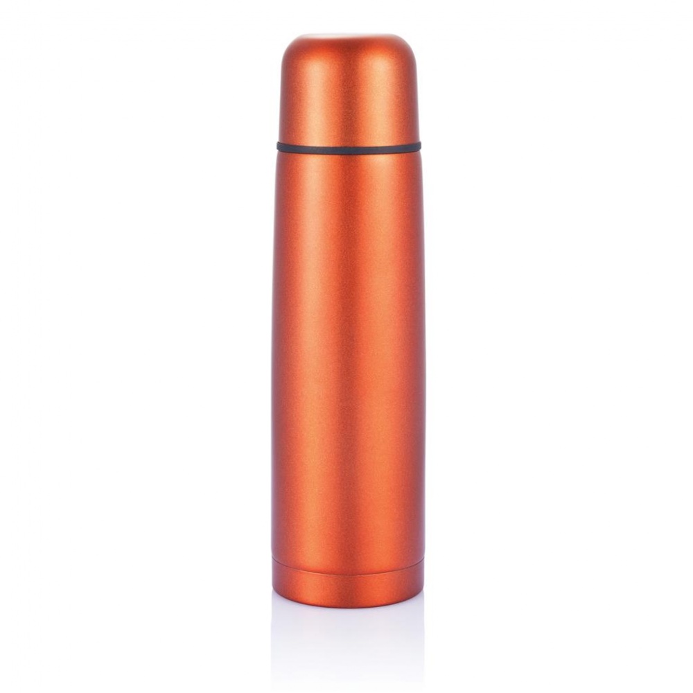 Logo trade promotional giveaways image of: Stainless steel flask, orange, personalized name, sleeve, gift wrap