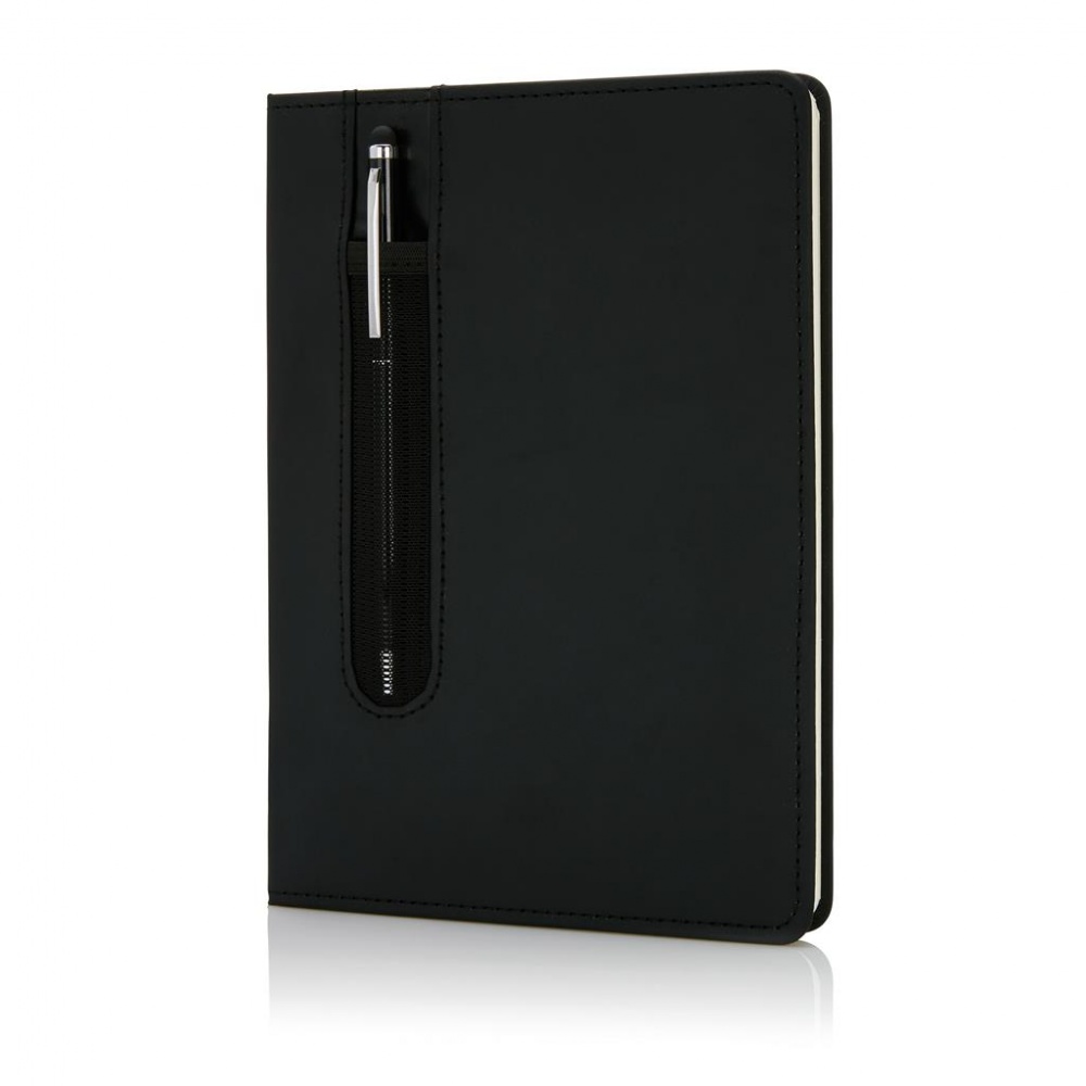 Logotrade promotional item image of: Standard hardcover A5 notebook with stylus pen, black