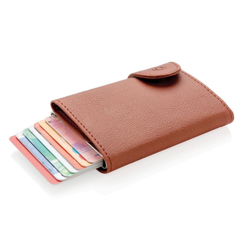 Logo trade business gifts image of: C-Secure RFID card holder & wallet brown with name, sleeve, gift wrap