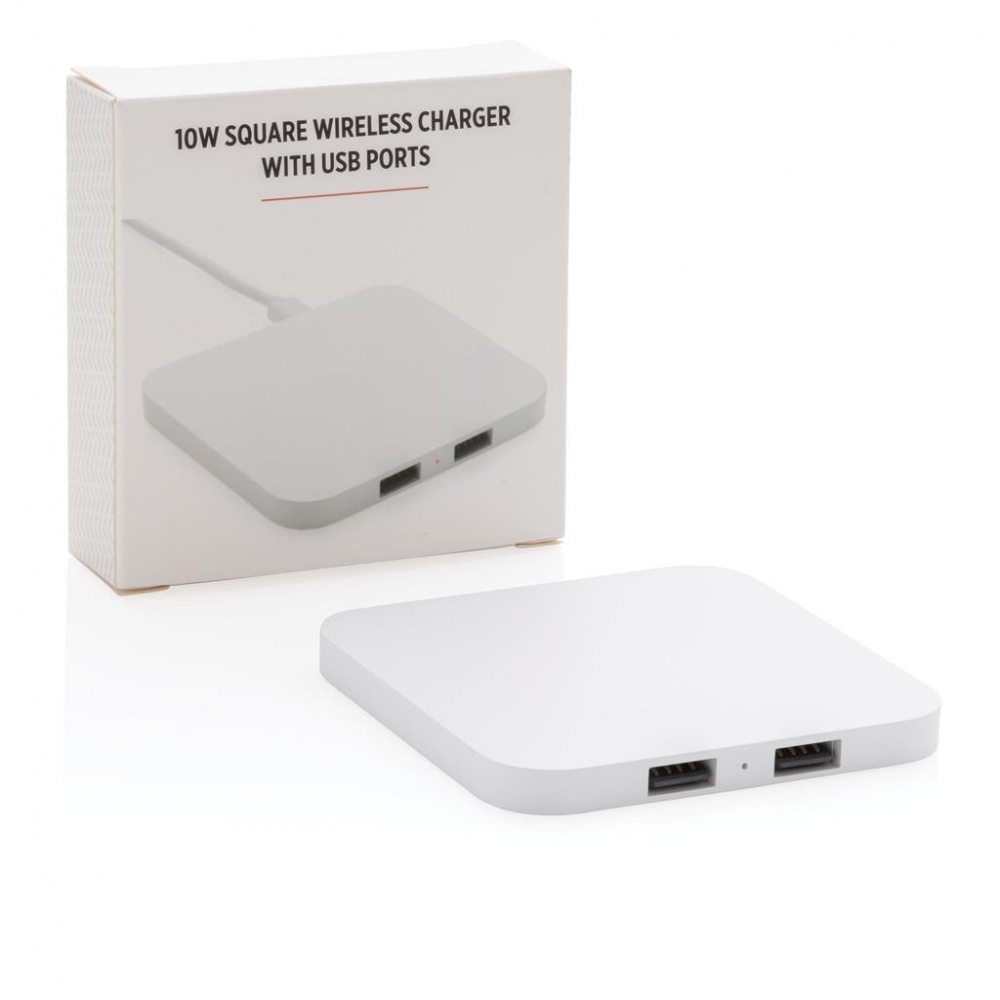 Logotrade promotional merchandise photo of: 10W Wireless Charger with USB Ports, white