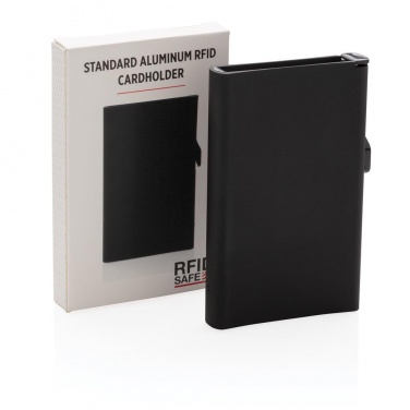 Logo trade promotional giveaways picture of: Standard aluminium RFID cardholder, black
