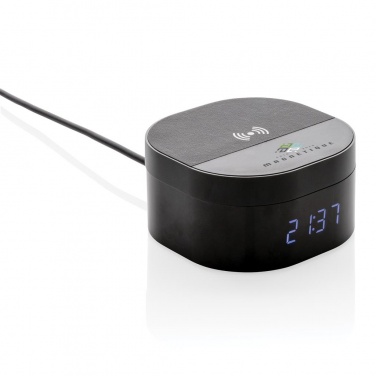 Logotrade promotional item picture of: Aria 5W Wireless Charging Digital Clock, black