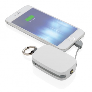 Logotrade promotional merchandise image of: 1.200 mAh Keychain Powerbank with integrated cables, white