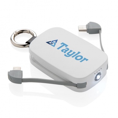 Logo trade promotional items picture of: 1.200 mAh Keychain Powerbank with integrated cables, white