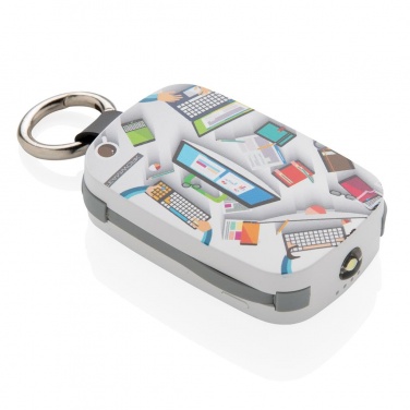 Logo trade promotional products image of: 1.200 mAh Keychain Powerbank with integrated cables, white