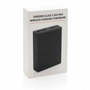 Logo trade promotional items image of: Printed sample Tempered glass 5000 mAh wireless powerbank, b