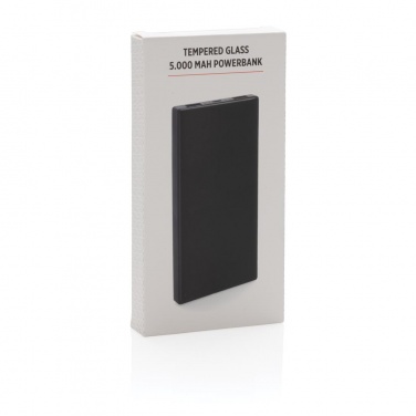 Logotrade corporate gift image of: Printed sample Tempered glass 5000 mAh powerbank, black