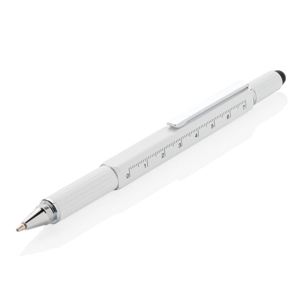 Logo trade promotional gifts image of: 5-in-1 aluminium toolpen, white