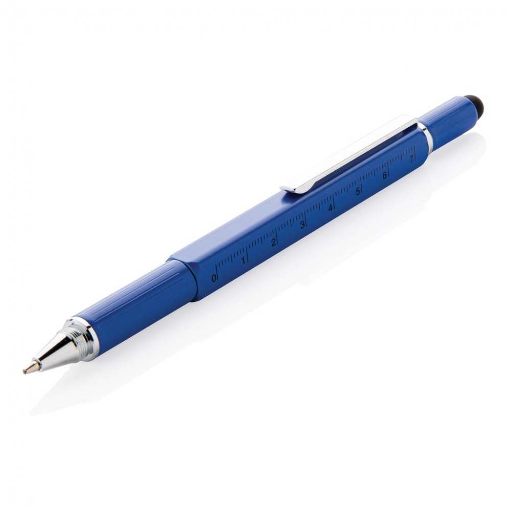 Logo trade advertising products image of: 5-in-1 aluminium toolpen, blue