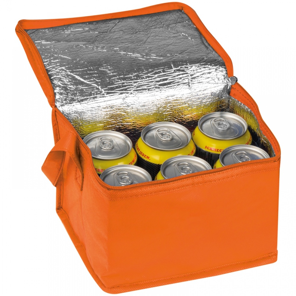 Logo trade corporate gifts image of: Non-woven cooling bag - 6 cans, Orange