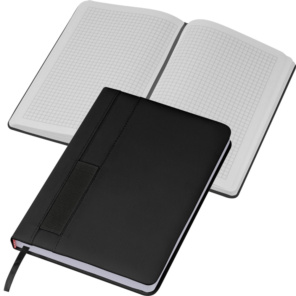 Logo trade promotional giveaways picture of: Notebook with pocket A5, Black