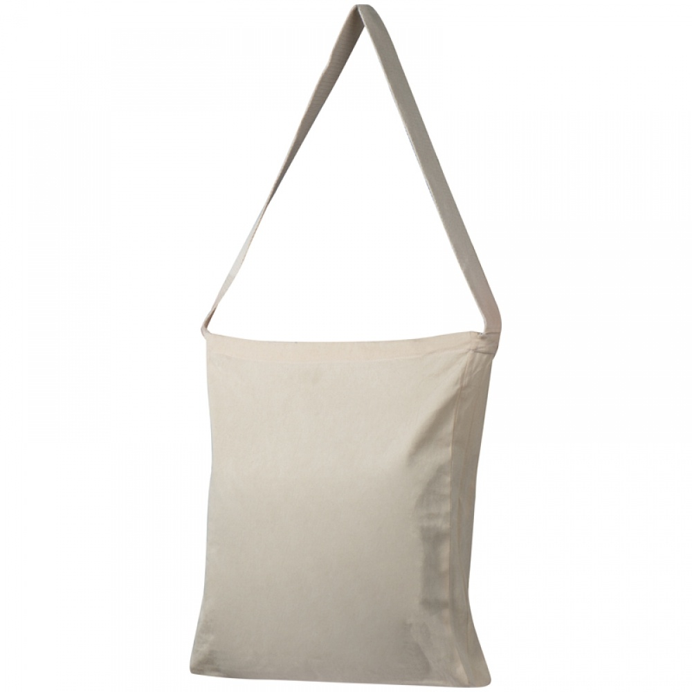 Logo trade promotional products image of: Cotton bag with woven carrying handle and bottom fold, White