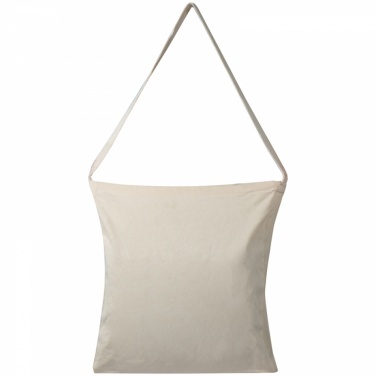 Logo trade business gift photo of: Cotton bag with woven carrying handle and bottom fold, White