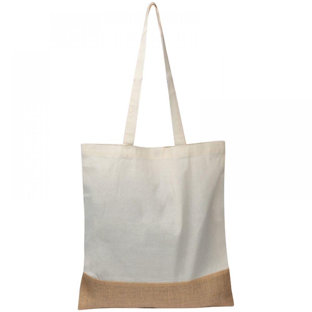 Logo trade business gifts image of: Carrying bag with jute bottom, White
