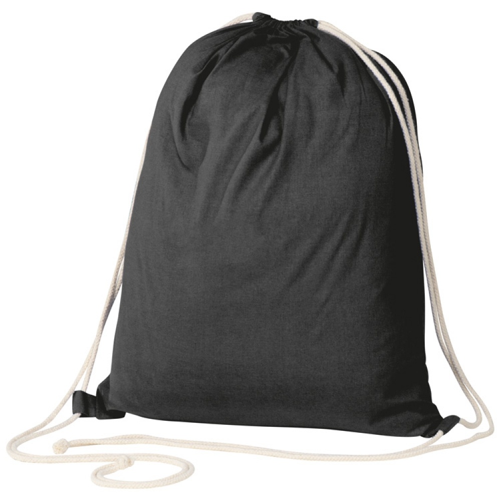 Logo trade corporate gifts image of: ECO Tex certified Gymbag from environmentally friendly c, Black