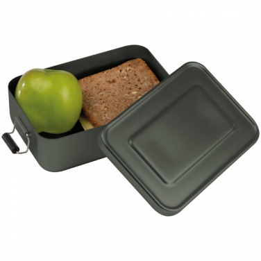 Logo trade promotional giveaways image of: Aluminum lunch box with closure, Grey
