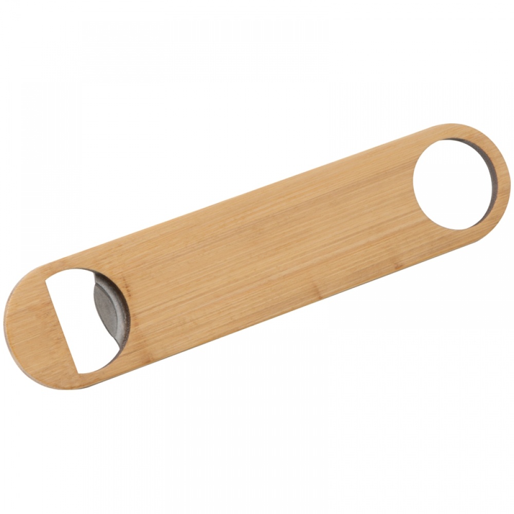 Logo trade promotional items picture of: Bamboo-metal bottle opener, Beige
