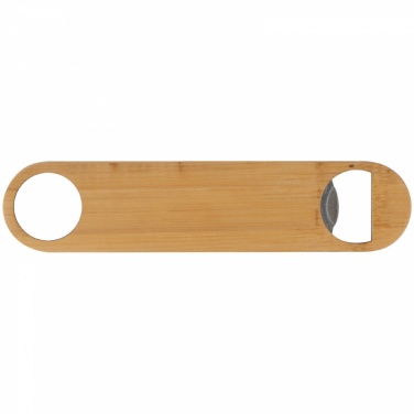 Logo trade promotional gifts picture of: Bamboo-metal bottle opener, Beige