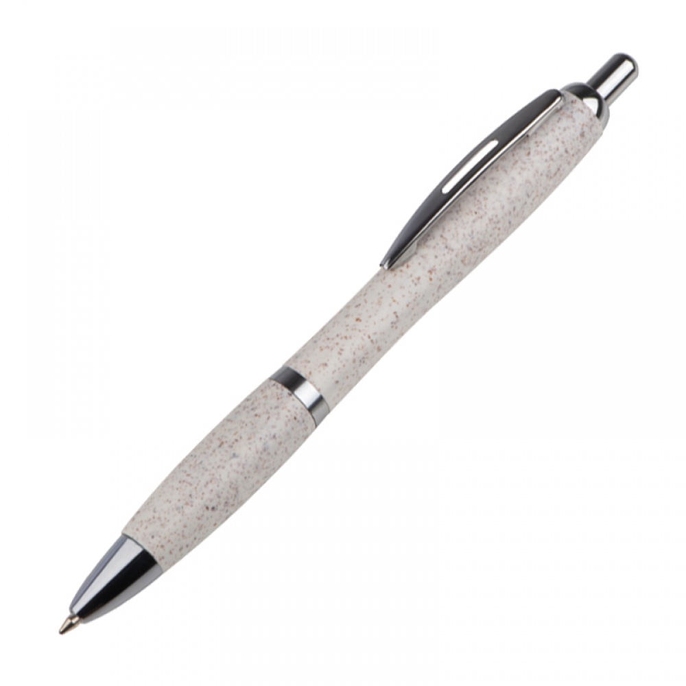 Logo trade promotional products image of: Wheat straw ballpen with silver applications, Beige