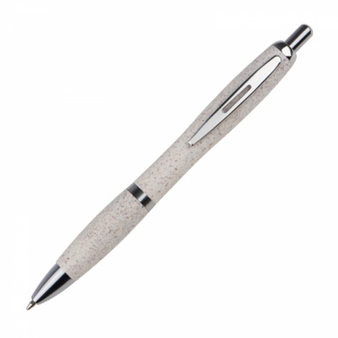 Logo trade promotional merchandise image of: Wheat straw ballpen with silver applications, Beige