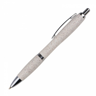 Logotrade promotional products photo of: Wheat straw ballpen with silver applications, Beige