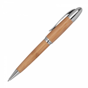 Logotrade advertising products photo of: Metal twist ballpen with bamboo coating, Beige