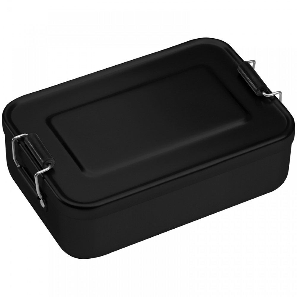 Logo trade corporate gifts picture of: Aluminum lunch box with closure, Black