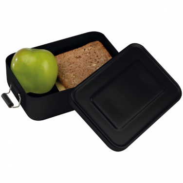 Logo trade promotional giveaways image of: Aluminum lunch box with closure, Black