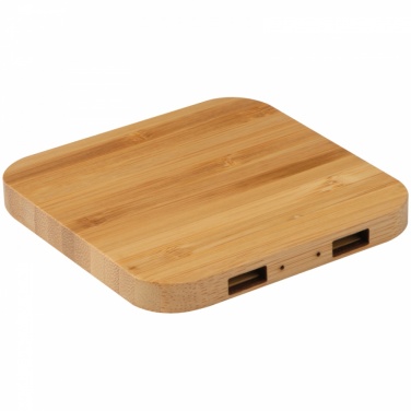 Logotrade promotional giveaway picture of: Bamboo Wireless Charger with 2 USB ports, Beige