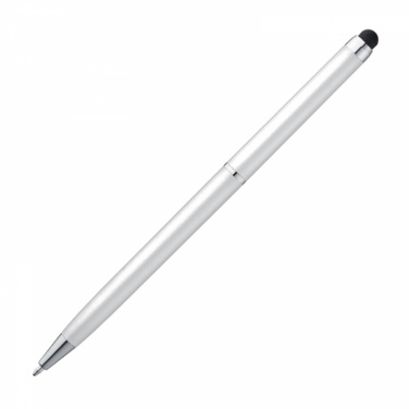 Logo trade business gifts image of: Plastic ball pen with touch function, White