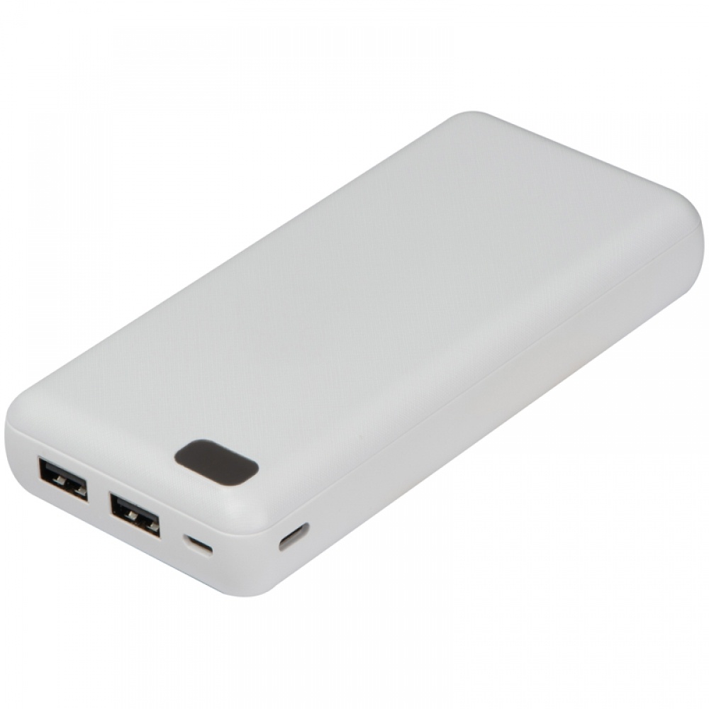 Logo trade promotional merchandise picture of: Power bank 20.000 mAh, White