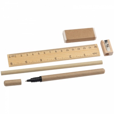 Logotrade corporate gift picture of: Writing set with ruler, eraser, sharpener, pencil and rollerball